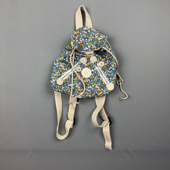 Kipling Handbags - Kipling Blue Floral Mini Backpack Front Zipper Pockets Adjustable